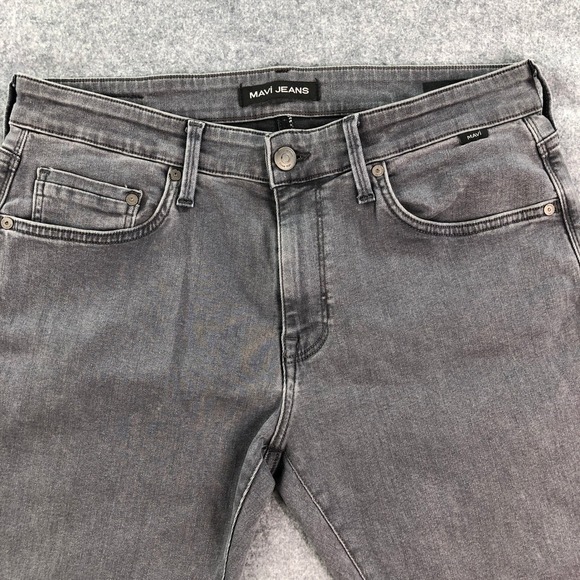 Mavi Jake Slim Leg Mens Jeans 33x30 Dark Grey Denim - Picture 2 of 16